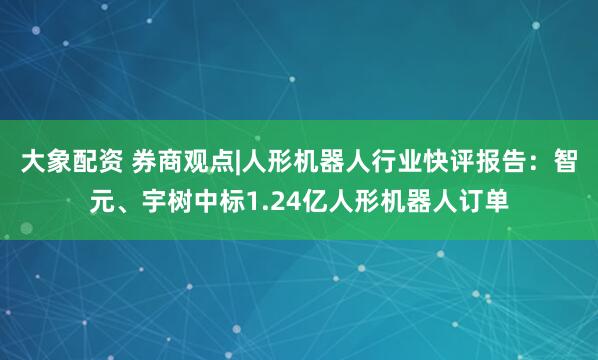 大象配资 券商观点|人形机器人行业快评报告：智元、宇树中标1.24亿人形机器人订单