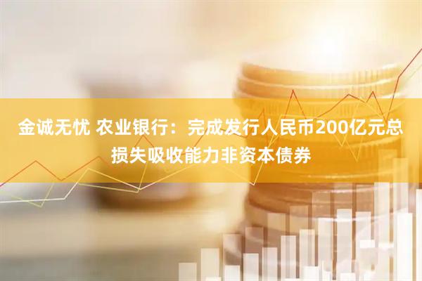 金诚无忧 农业银行:完成发行人民币200亿元总损失吸收能力非资本债券